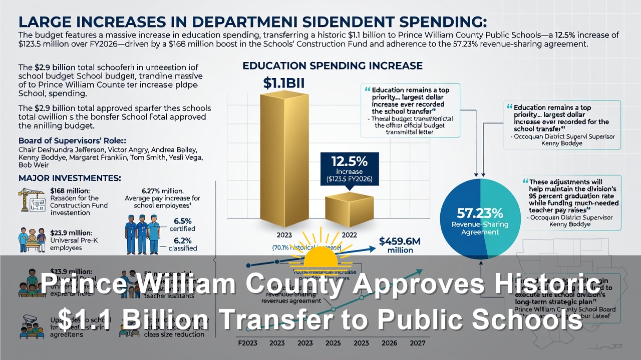 Prince William County Approves Historic $1.1 Billion Transfer to Public Schools