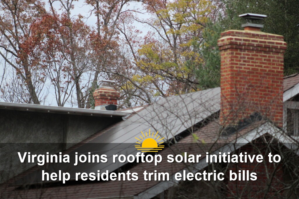 A rooftop in Richmond with solar panels. (Charlie Paullin/Virginia Mercury)