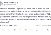 RIP, Charlie Kirk, American Patriot and Friend of Israel