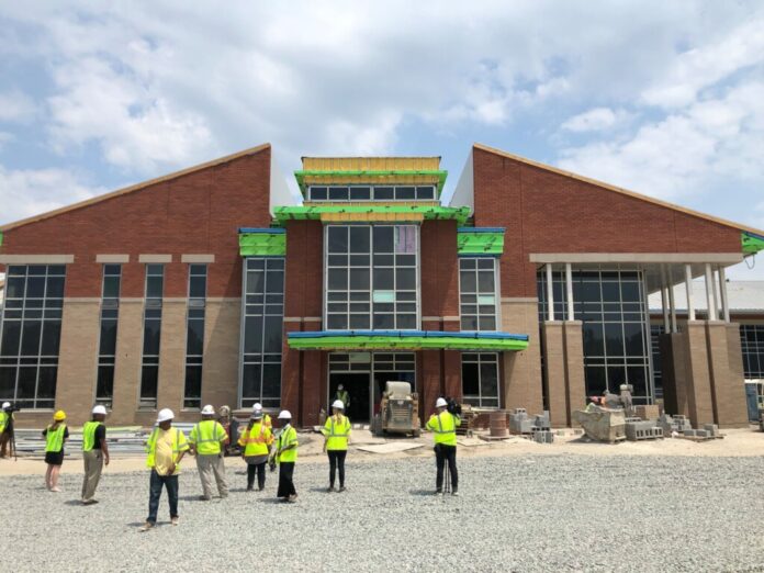 A 2021 tour of the construction of the new Highland Springs High School in Henrico, estimated to cost about $80 million. (Photo courtesy of Henrico County Public Schools)