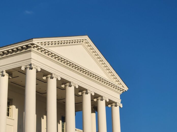 The Virginia state Capitol building on Feb. 16, 2026. (Photo by Charlotte Rene Woods/Virginia Mercury)