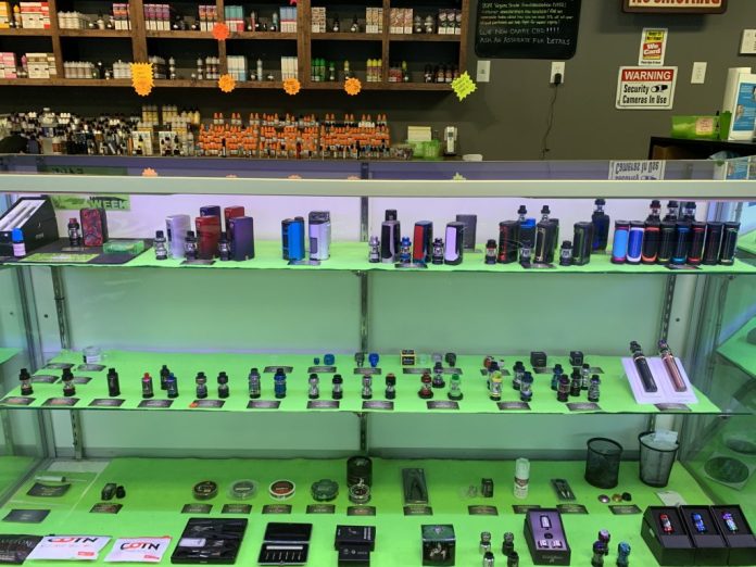 A vape shop in Chester. A new enforcement unit within the attorney general’s office will oversee compliance with state laws governing vaping products, hemp-derived intoxicants, THC and kratom. (Photo by Mechelle Hankerson/Virginia Mercury)